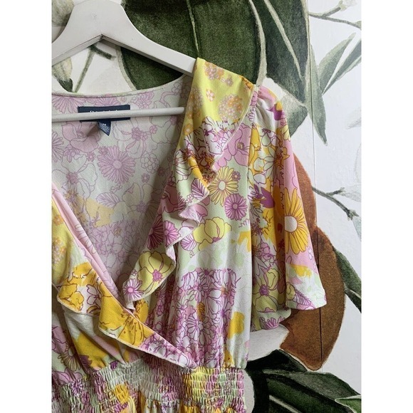 Modcloth Medium Floral Surplice Short Sleeve Dress - Picture 6 of 7